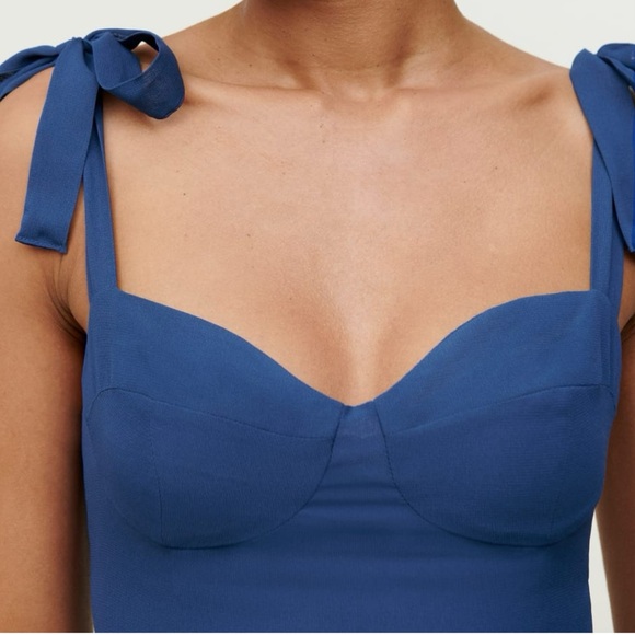 Reformation Niara Mini Dress in Caspian Blue - Picture 2 of 10